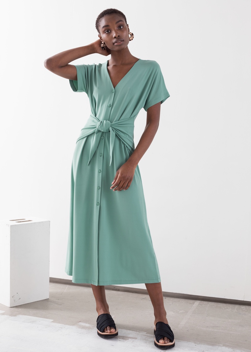 & Other Stories Waist Tie Midi Dress $99