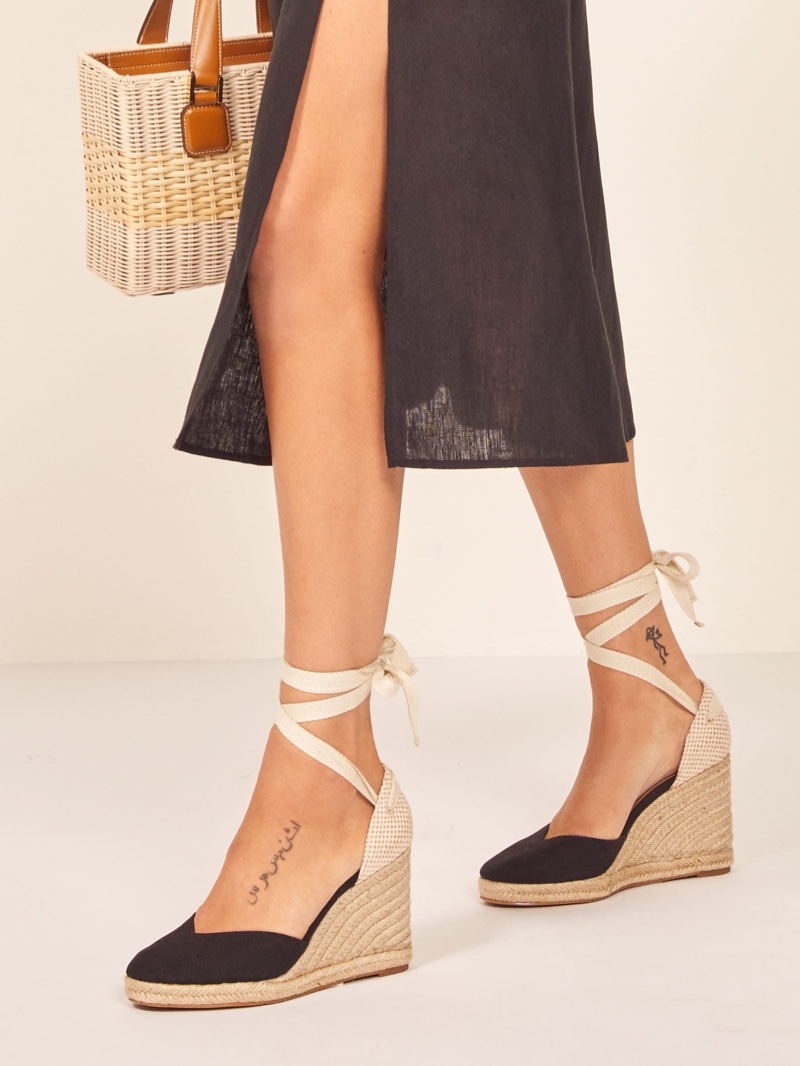 Reformation Camille Espadrille in Black $158