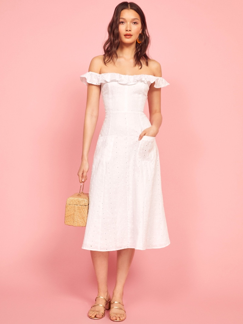 reformation white linen dress