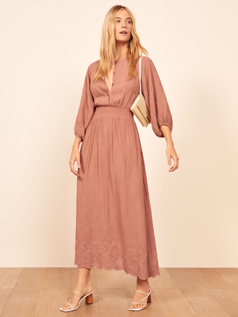 Reformation Melodie Dress in Praline $248