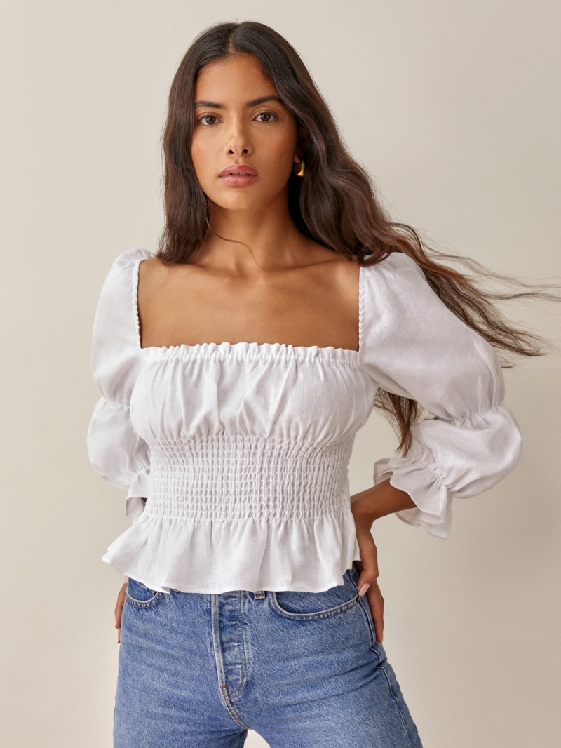 Reformation Oakgrove Linen Top $148