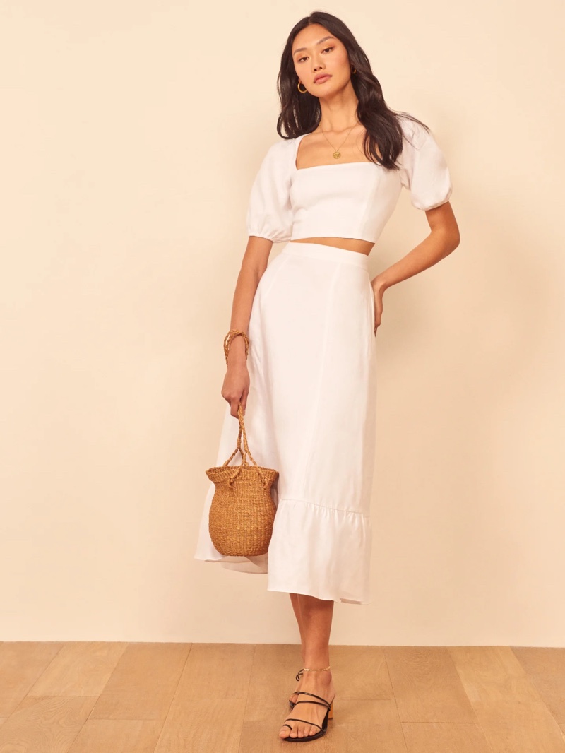 Reformation Yucca Linen Two Piece in White $278