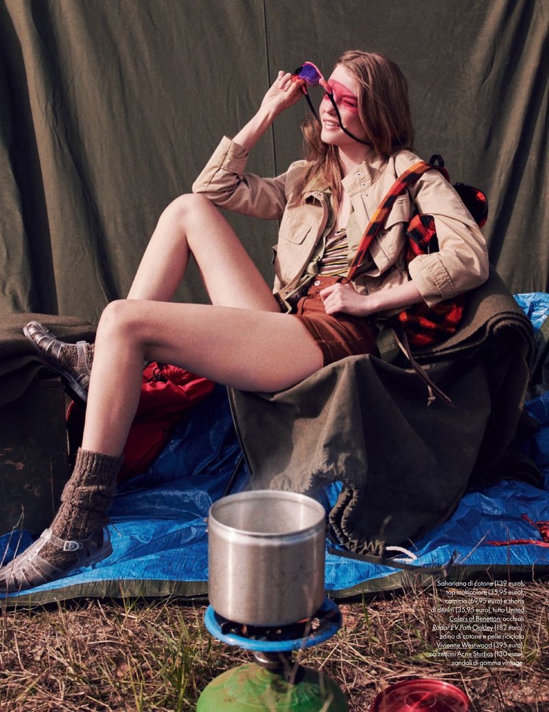 Roos Abels Goes Glamping in Outdoor Looks for ELLE Italy