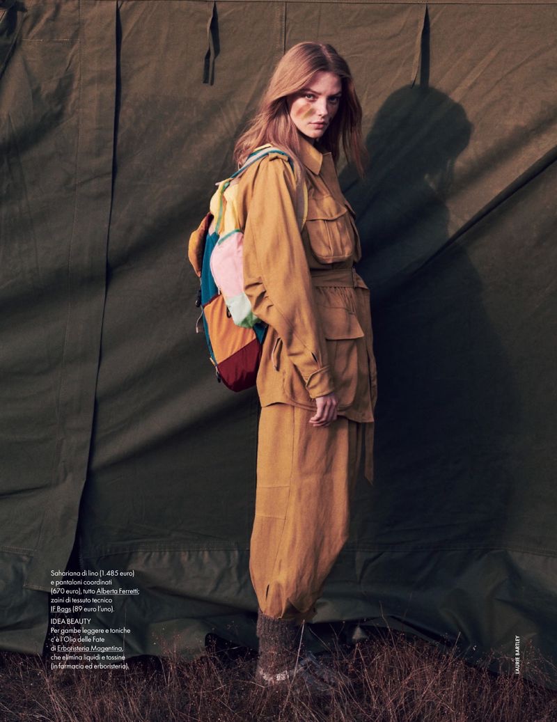 Roos Abels Goes Glamping in Outdoor Looks for ELLE Italy