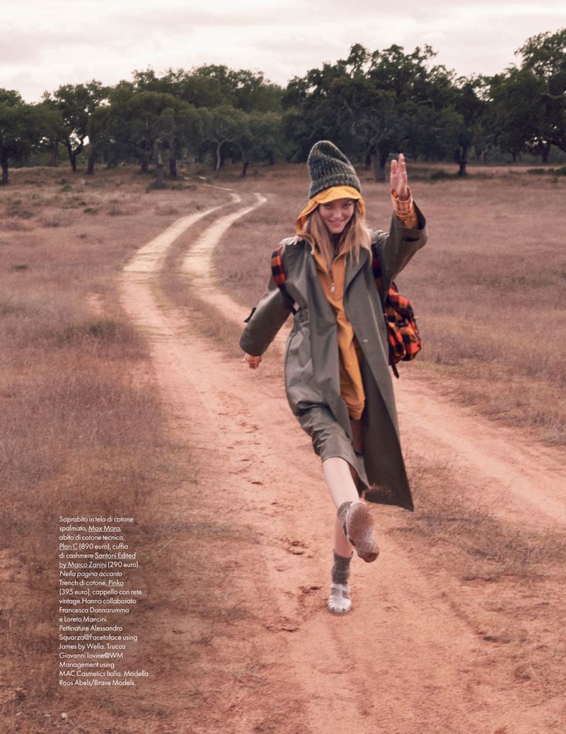 Roos Abels Goes Glamping in Outdoor Looks for ELLE Italy