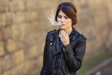 Woman Smoking Weed Leather Jacket