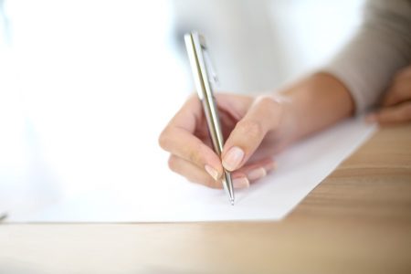 Woman Writing Pen Paper