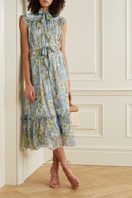 Net-a-Porter's Summer 2020 Sale is On! Zimmermann Super Eight Floral Print Silk-Chiffon Midi Dress $525 (previously $750)
