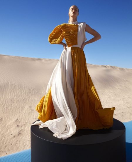 Abby Champion Looks Pretty in Pleats for Harper's Bazaar Abby Champion Looks Pretty in Pleats for Harper's Bazaar