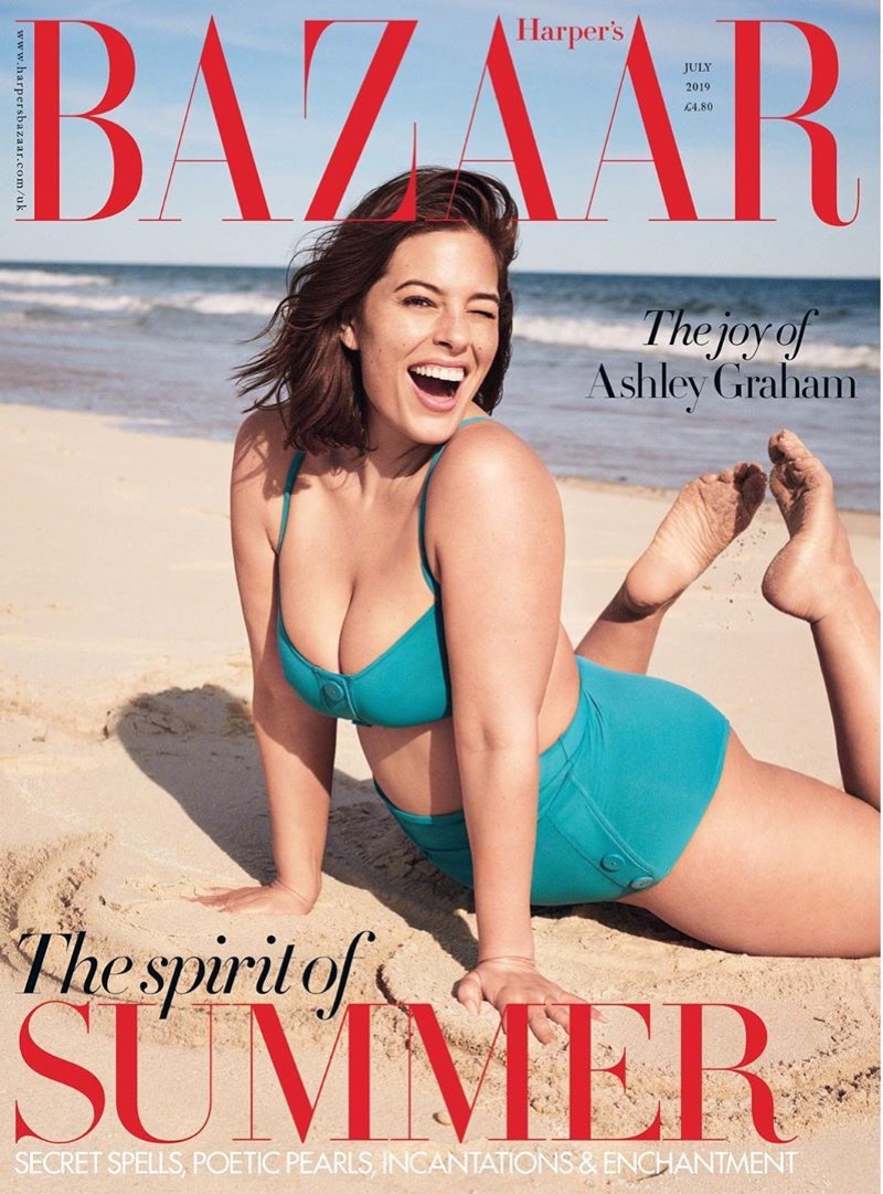 Ashley Graham Wears Retro Swim Style for Harper's Bazaar UK