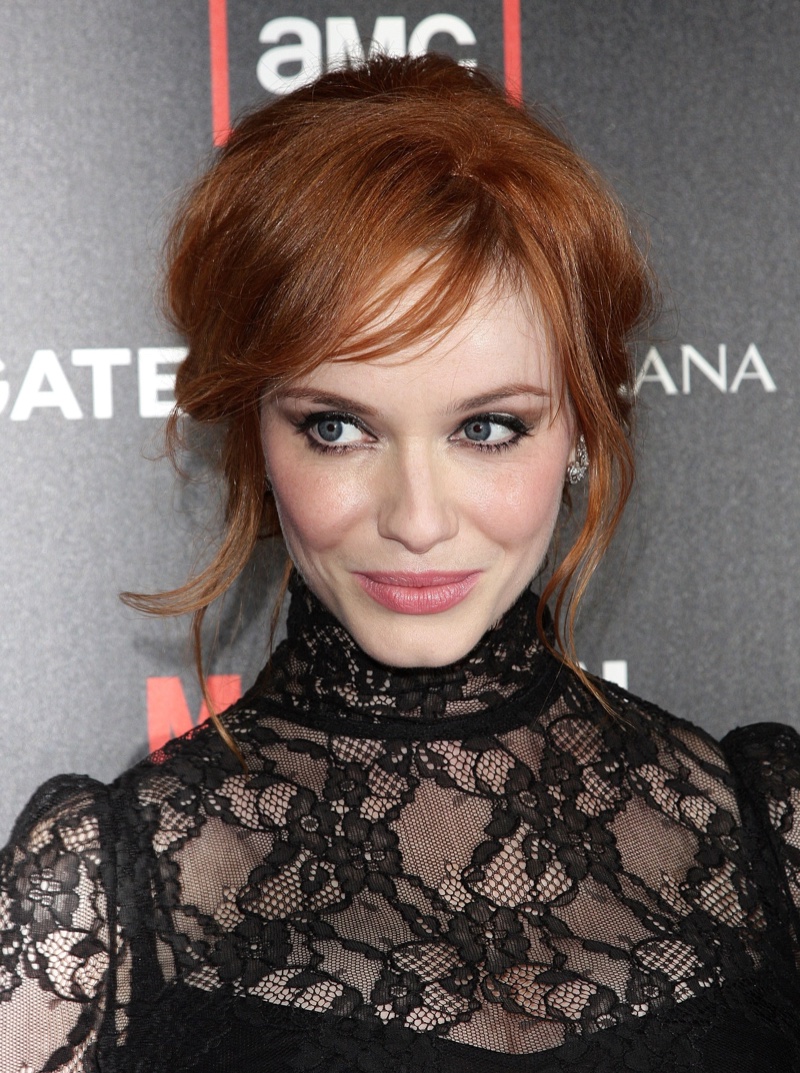 Christina Hendricks wearing bangs.