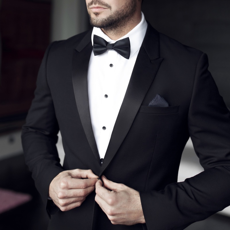 Closeup Mens Tuxedo Fashion Model