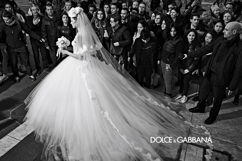 A wedding dress is featured in Dolce & Gabbana's fall-winter 2019 campaign