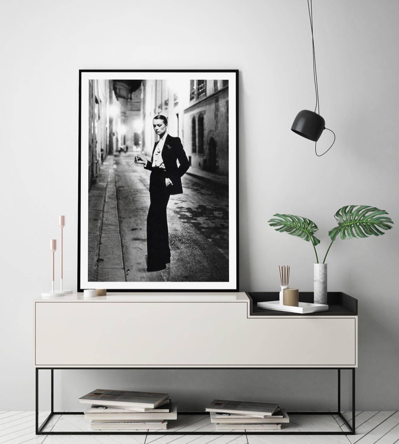 A framed print of Helmut Newton's Le Smoking