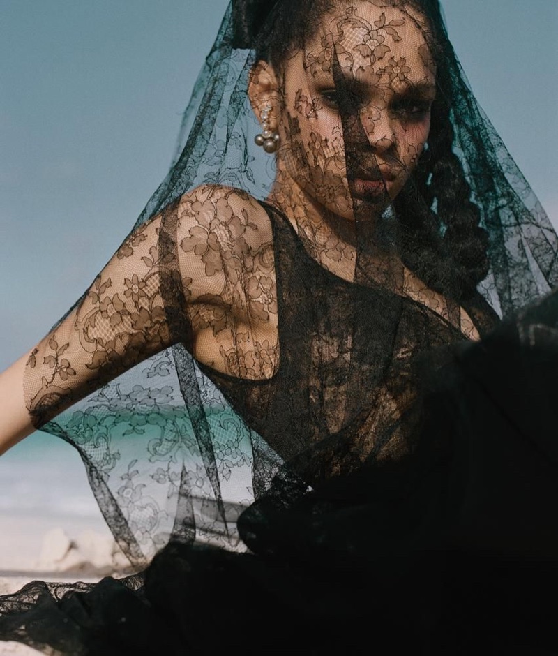 Hiandra Martinez Takes Haute Couture to the Beach for WSJ. Magazine