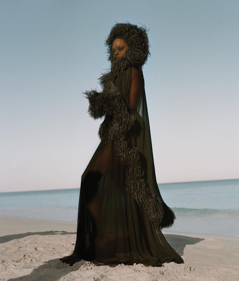 Hiandra Martinez Takes Haute Couture to the Beach for WSJ. Magazine