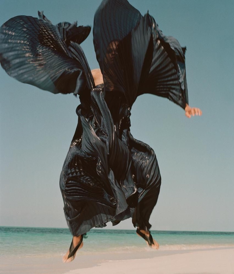 Hiandra Martinez Takes Haute Couture to the Beach for WSJ. Magazine