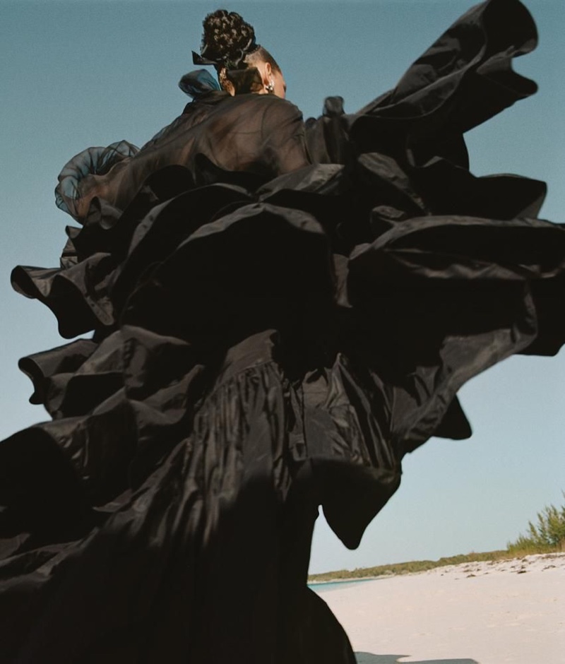 Hiandra Martinez Takes Haute Couture to the Beach for WSJ. Magazine