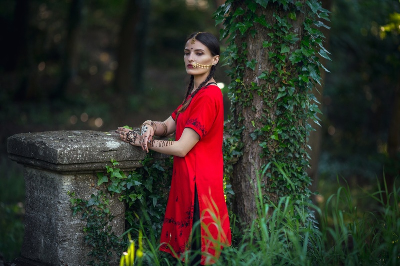 Indian Woman Tunic Red