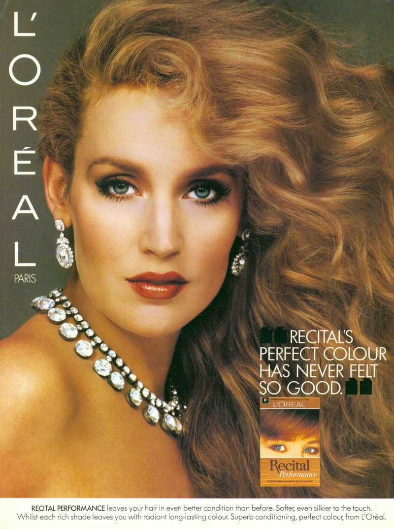 Jerry Hall 1980s Supermodel Loreal Makeup Ad