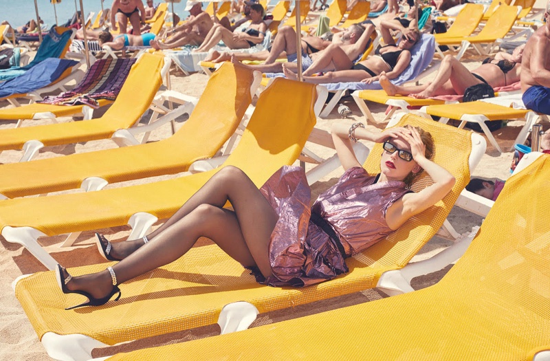 Jeske Van der Pal Poses in 1980's Beach Styles for Marie Claire Spain
