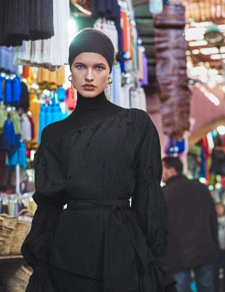Julia Van Os Wears Chic Market Fashions for Vogue Japan