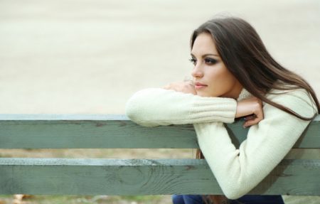Chances of Meeting Someone After a Divorce Lonely Woman Bench Sweater Model