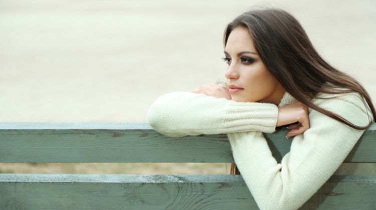 Chances of Meeting Someone After a Divorce Lonely Woman Bench Sweater Model