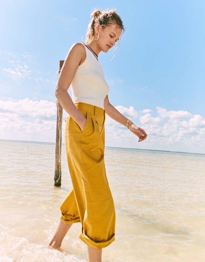 Madewell Crochet-Trimmed Sweater Tank $69.50 and Pleated Wide-Leg Pants $85