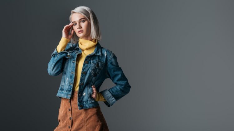 11 Ways to Cope with the Financial Uncertainty of Modeling Model Fashion Denim Jacket Turtleneck Corduroy Skirt