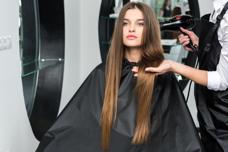 Model Long Hair Salon Blow Dry