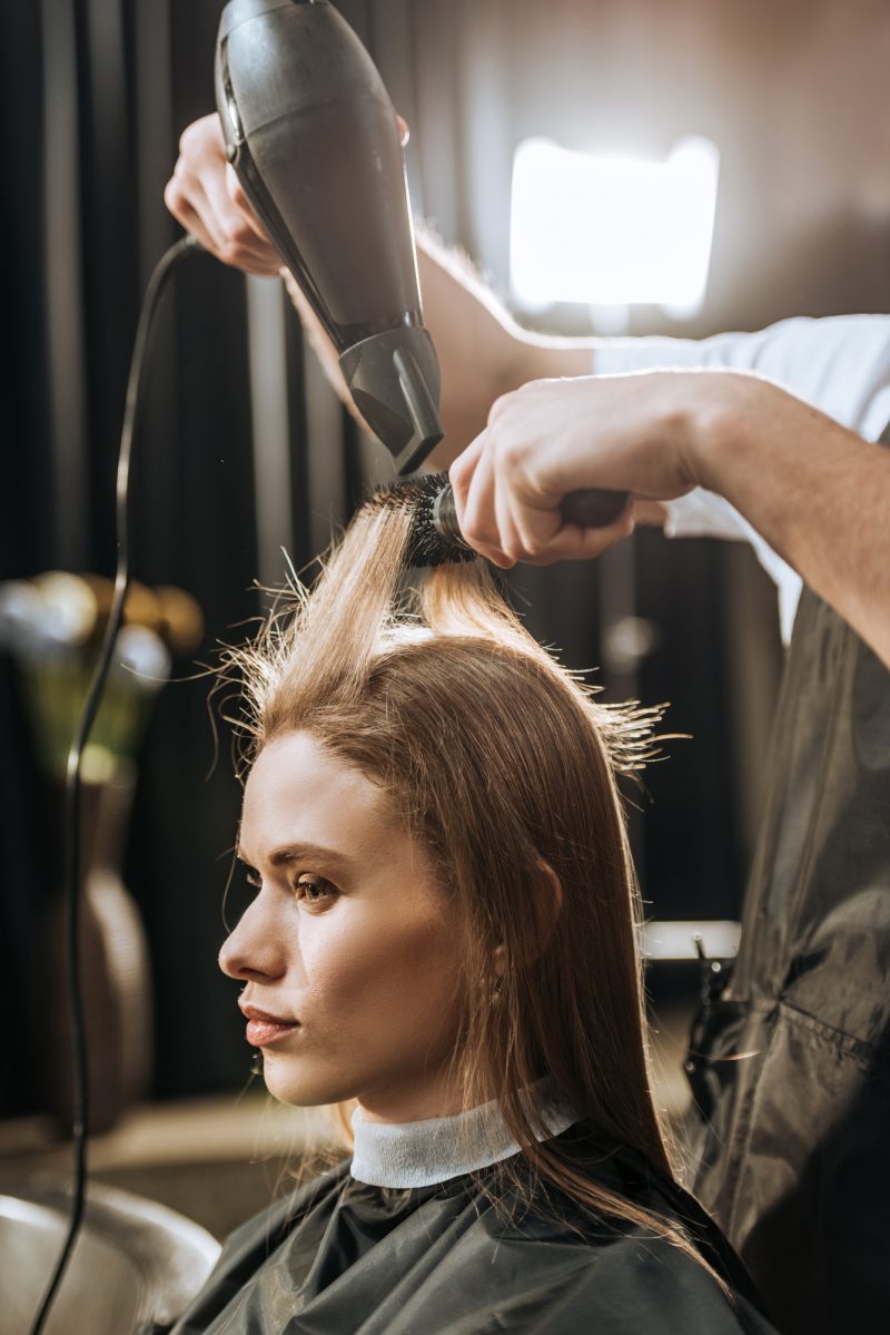 Model with Thin Hair Getting It Styled