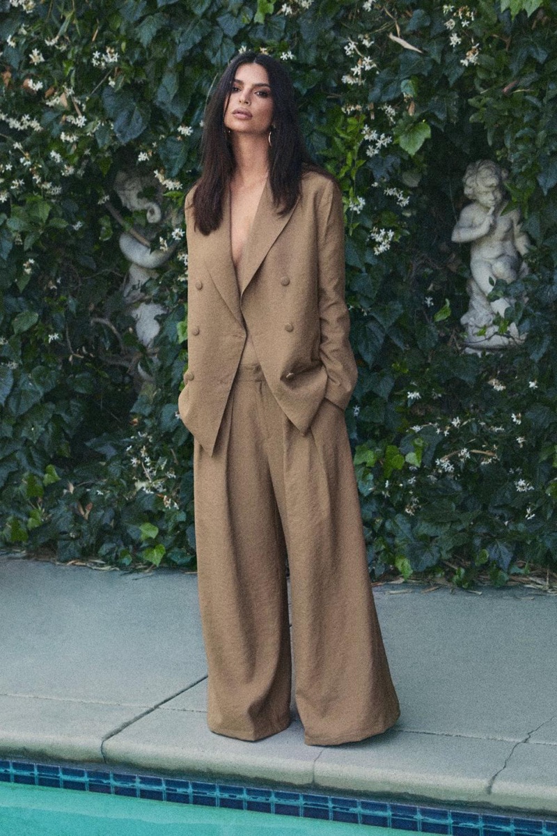 Nasty Gal x EMRATA Business As Usual Oversized Double Breasted Blazer $110 and Wide-Leg Belted Pants $80