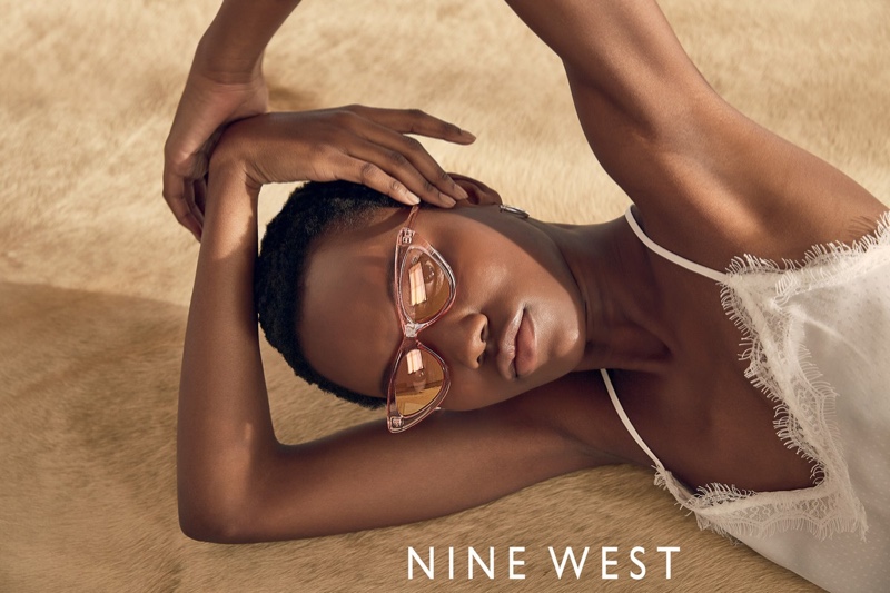 Herieth Paul wears cat eye sunglasses in Nine West summer 2019 campaign
