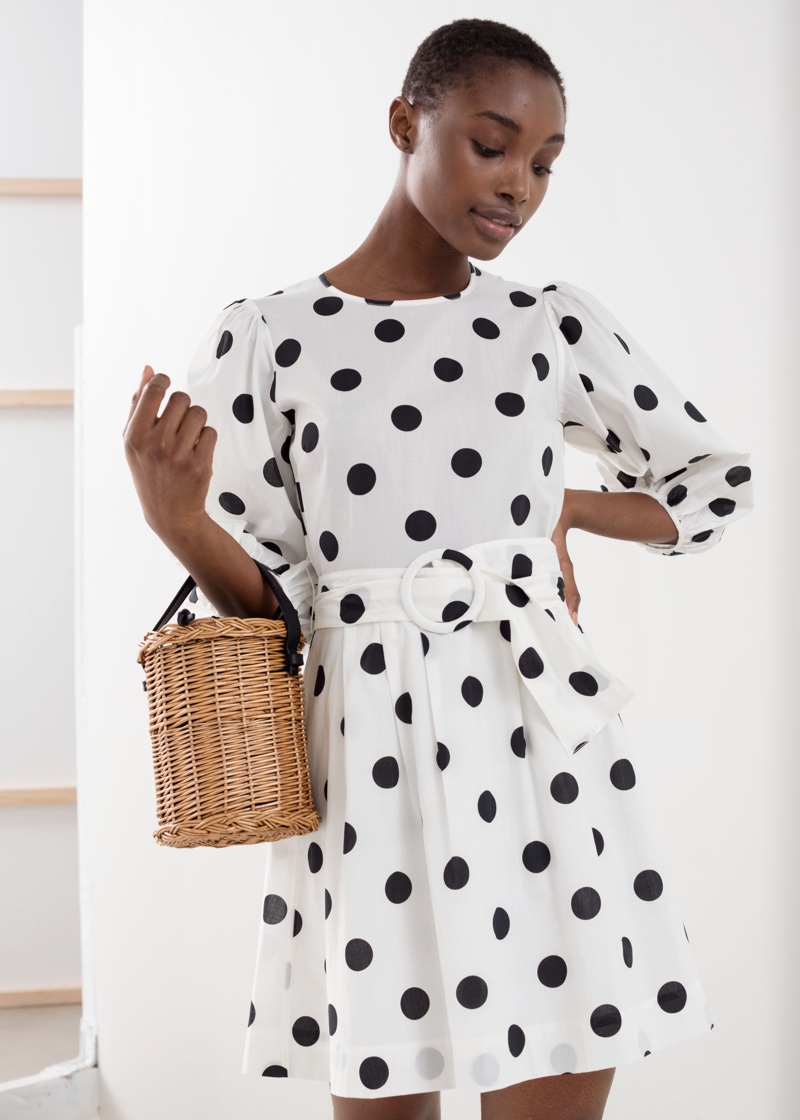 & Other Stories Belted Polka Dot Mini Dress $119