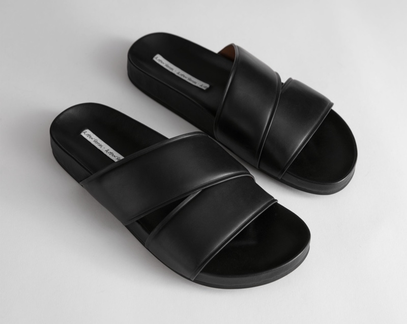 & Other Stories Criss Cross Leather Slip On Sandals $79