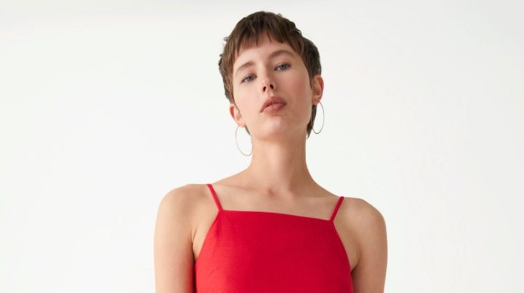 & Other Stories Fitted O-Ring Mini Dress in Red $99