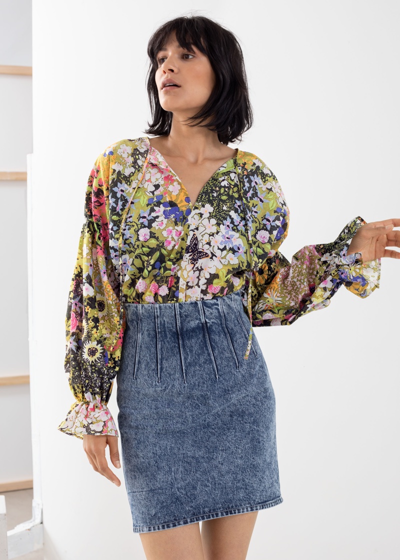 & Other Stories Floral Puff Sleeve Blouse $89
