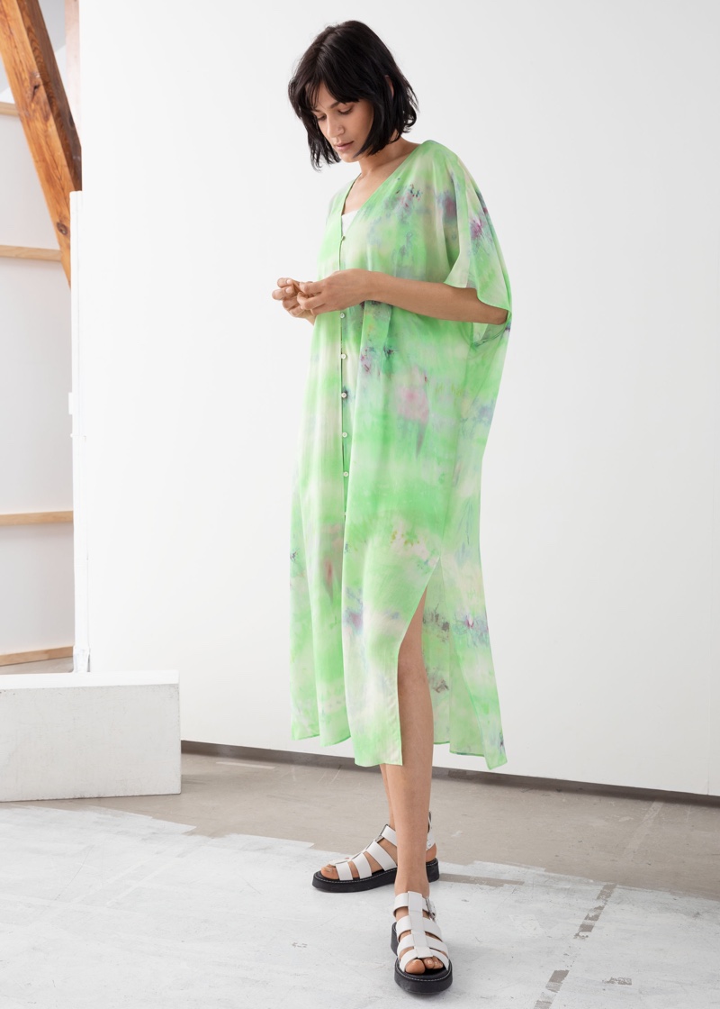 & Other Stories Lyocell Blend Tie Dye Kaftan Dress $129