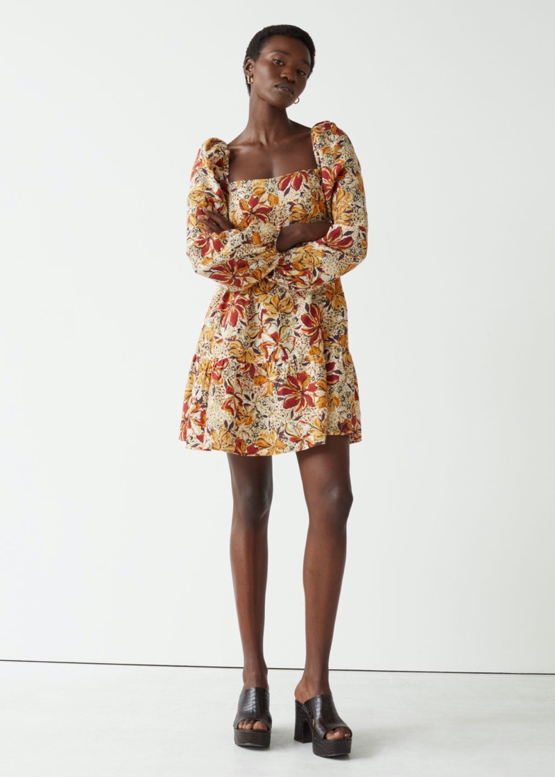 & Other Stories Printed Linen Mini Dress $119