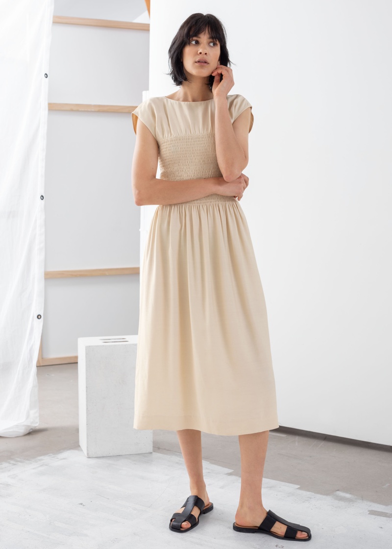 & Other Stories Smocked Midi Dress $119