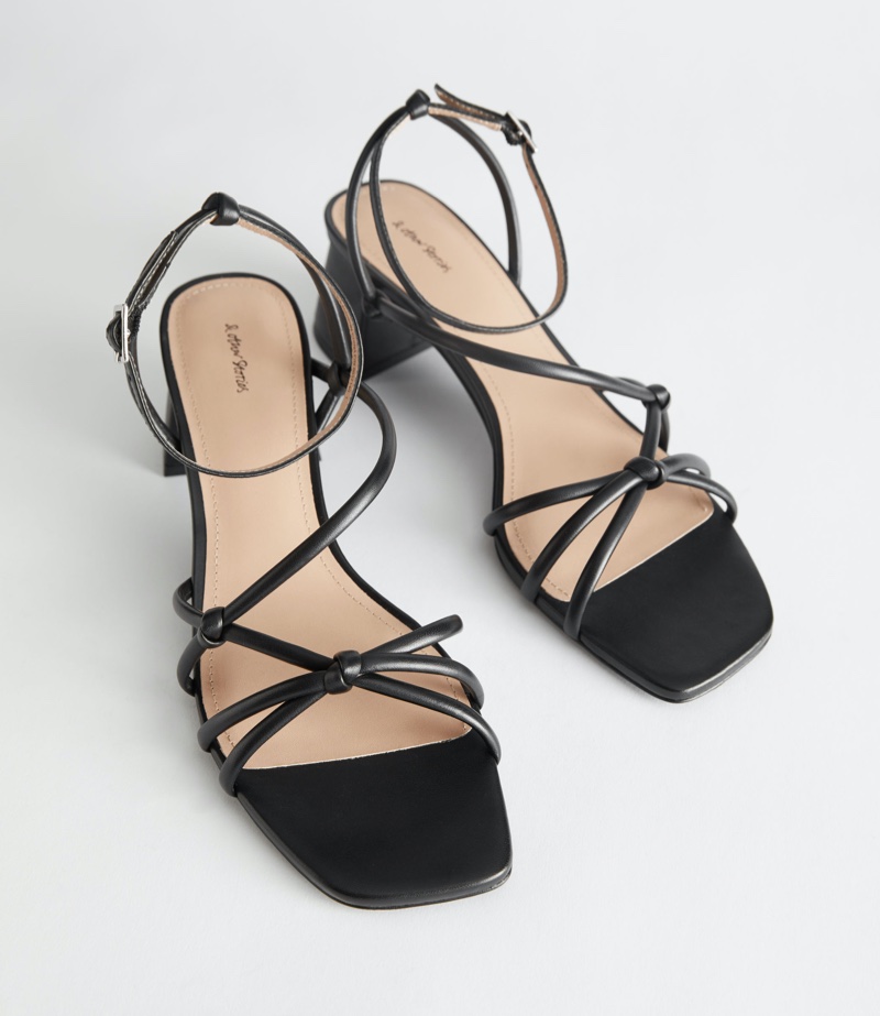 & Other Stories Strappy Leather Heeled Sandals in Black $129
