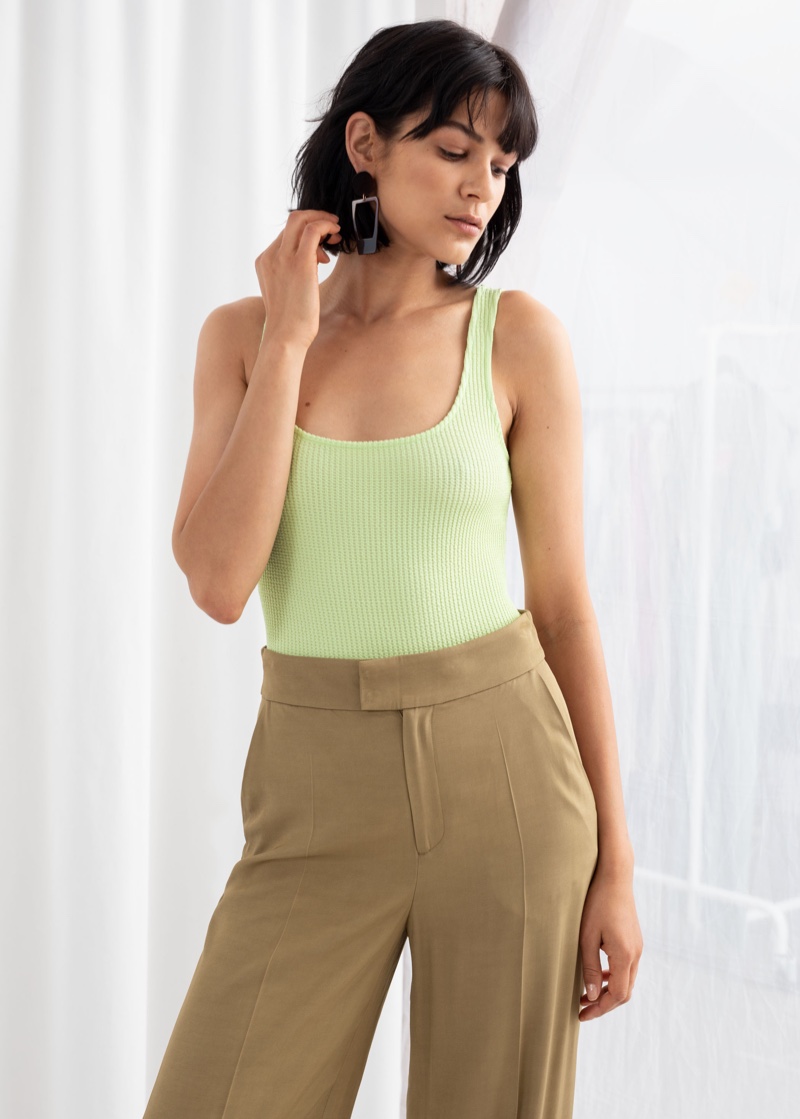 & Other Stories Stretch Ribbed Bodysuit $49