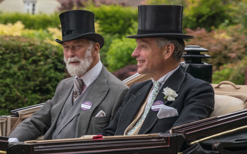 Stylish men during the carriage procession at Royal Ascot