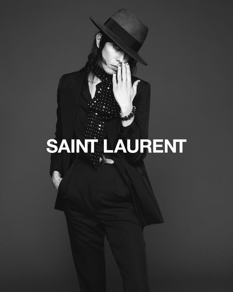 Jamie Bochert suits up for Saint Laurent fall 2019 campaign
