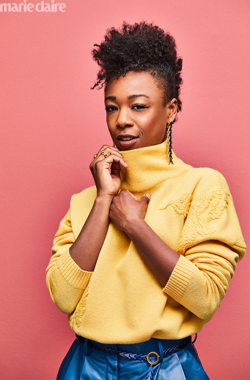 Samira Wiley poses for Marie Claire US fashion shoot