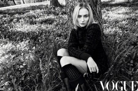 Sophie Turner Enchants in Black & White for Vogue China Actress Sophie Turner poses outdoors in the fashion shoot