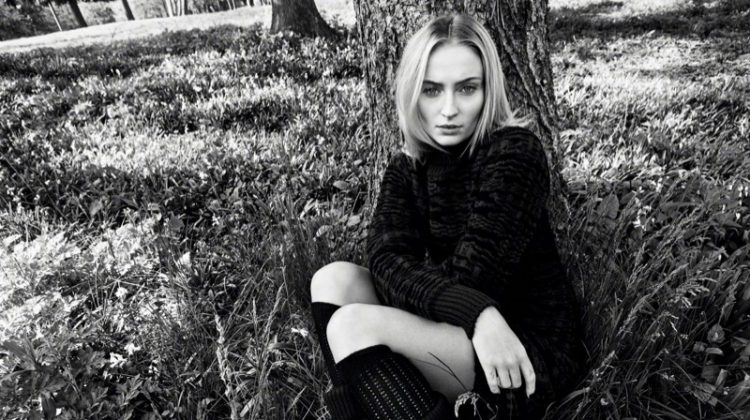Sophie Turner Enchants in Black & White for Vogue China