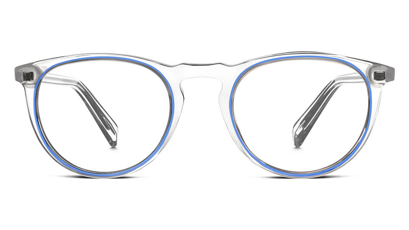 Warby Parker Haskell Glasses in Crystal and Blue Jay $145