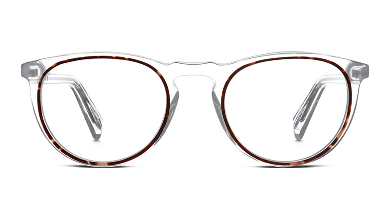 Warby Parker Haskell Glasses in Crystal and Maple $145